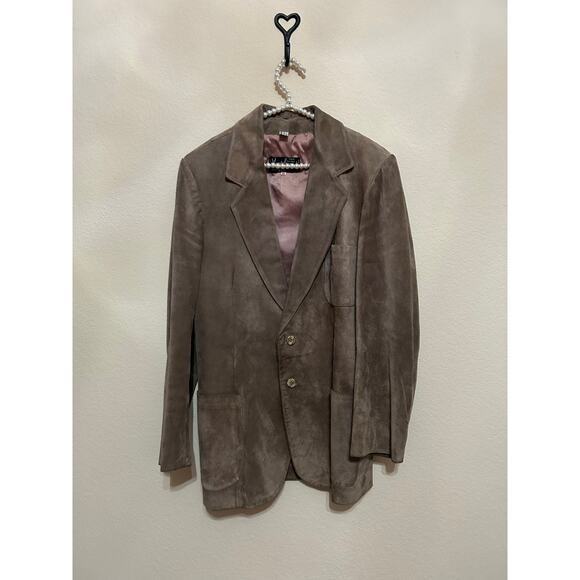 Vintage Vecuir Leather Blazer Mens Size 46 Single Breasted Heavyweight Luxury
